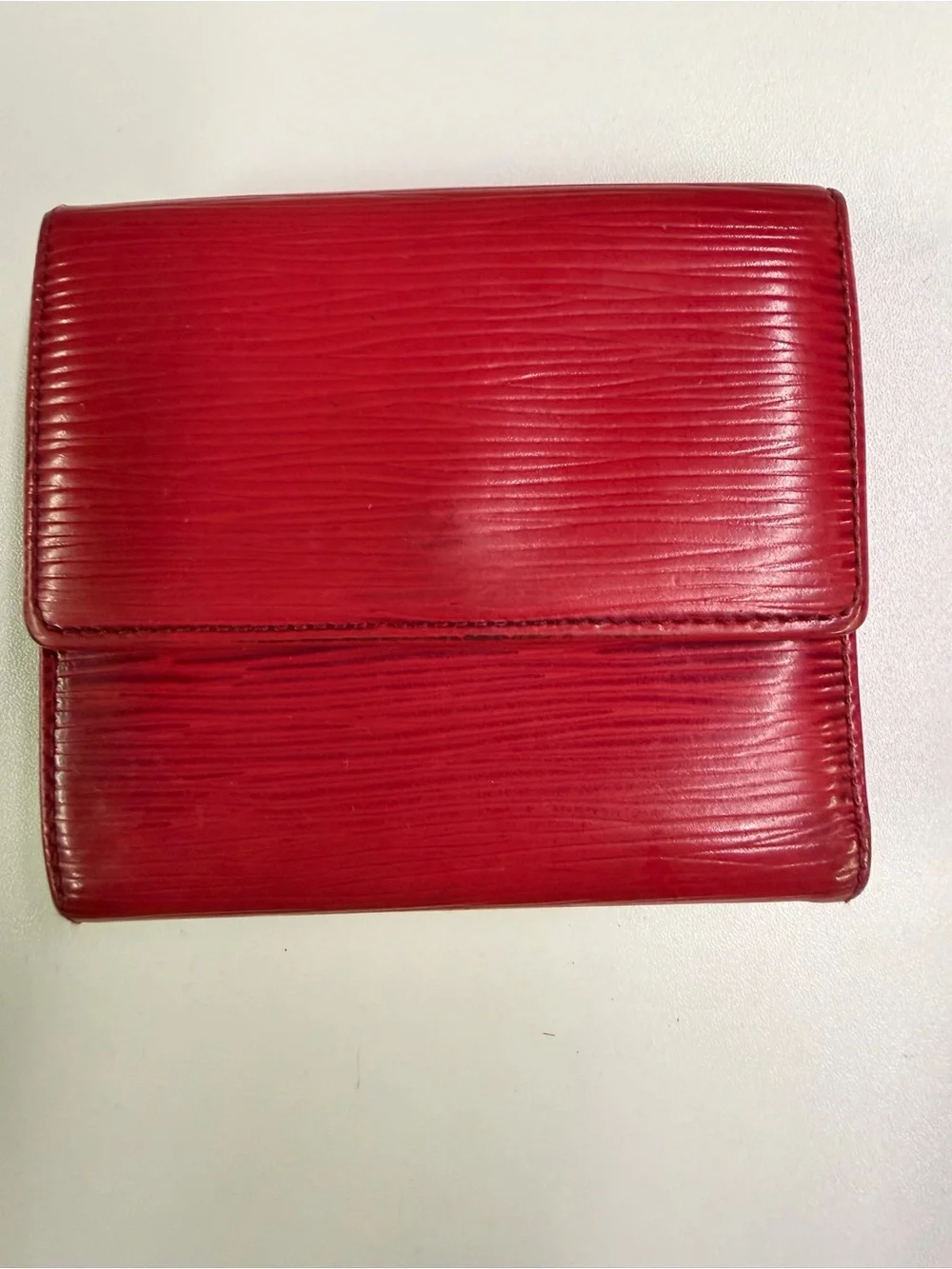 Louis Vuitton Red Epi Leather Compact Wallet with Embossed LV